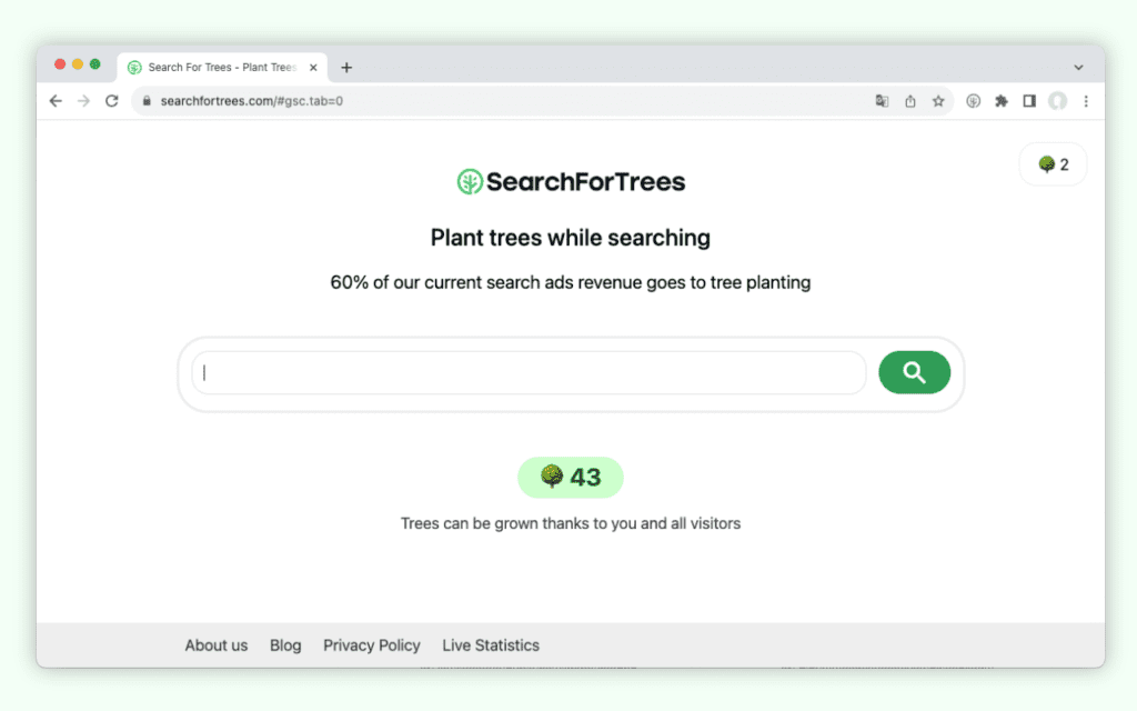 Search For Trees zoekmachine plant gratis bomen bij online zoeken